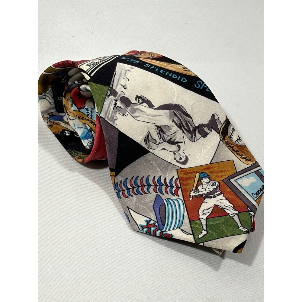 Nicole Miller 1992 MLB Baseball Silk Tie Mens Sportswear Vintage Dugoutcore